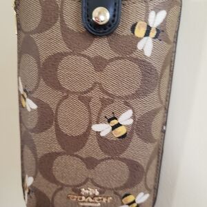 Coach Brown and Black Bee Pattern Wallet